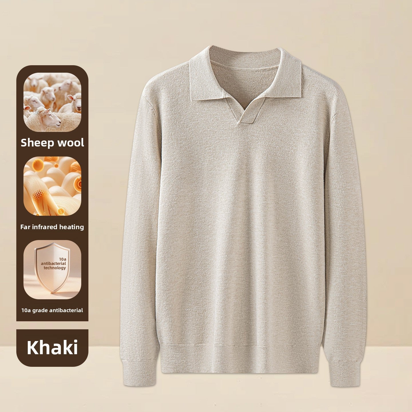 Mens Seagull Collar Knit Sweater