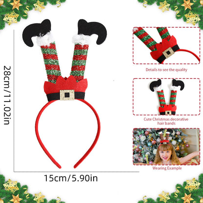 Christmas Party Headband Fun Santa Hat Reindeer Antlers Hair Accessories