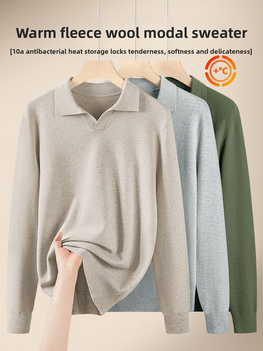 Mens Seagull Collar Knit Sweater