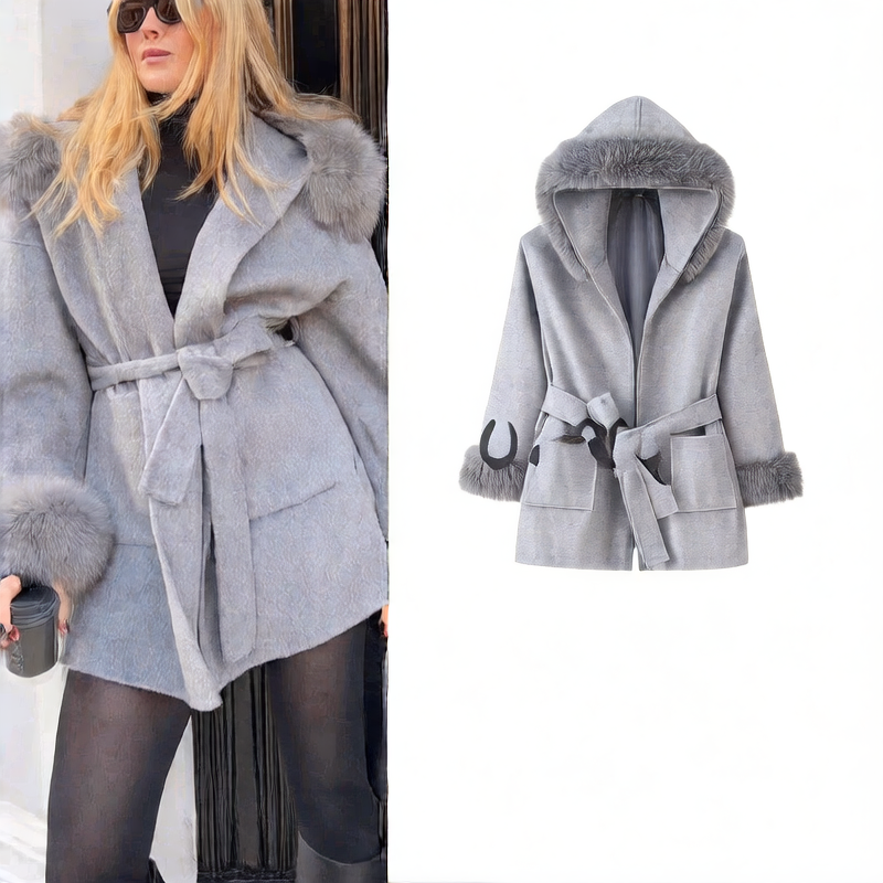 Loose woolen overcoat
