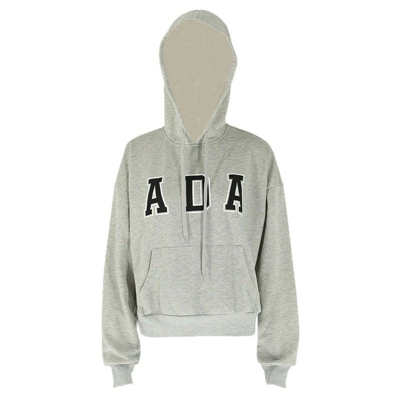 Letter Print Fleece Lined Hooded Sweatshirt