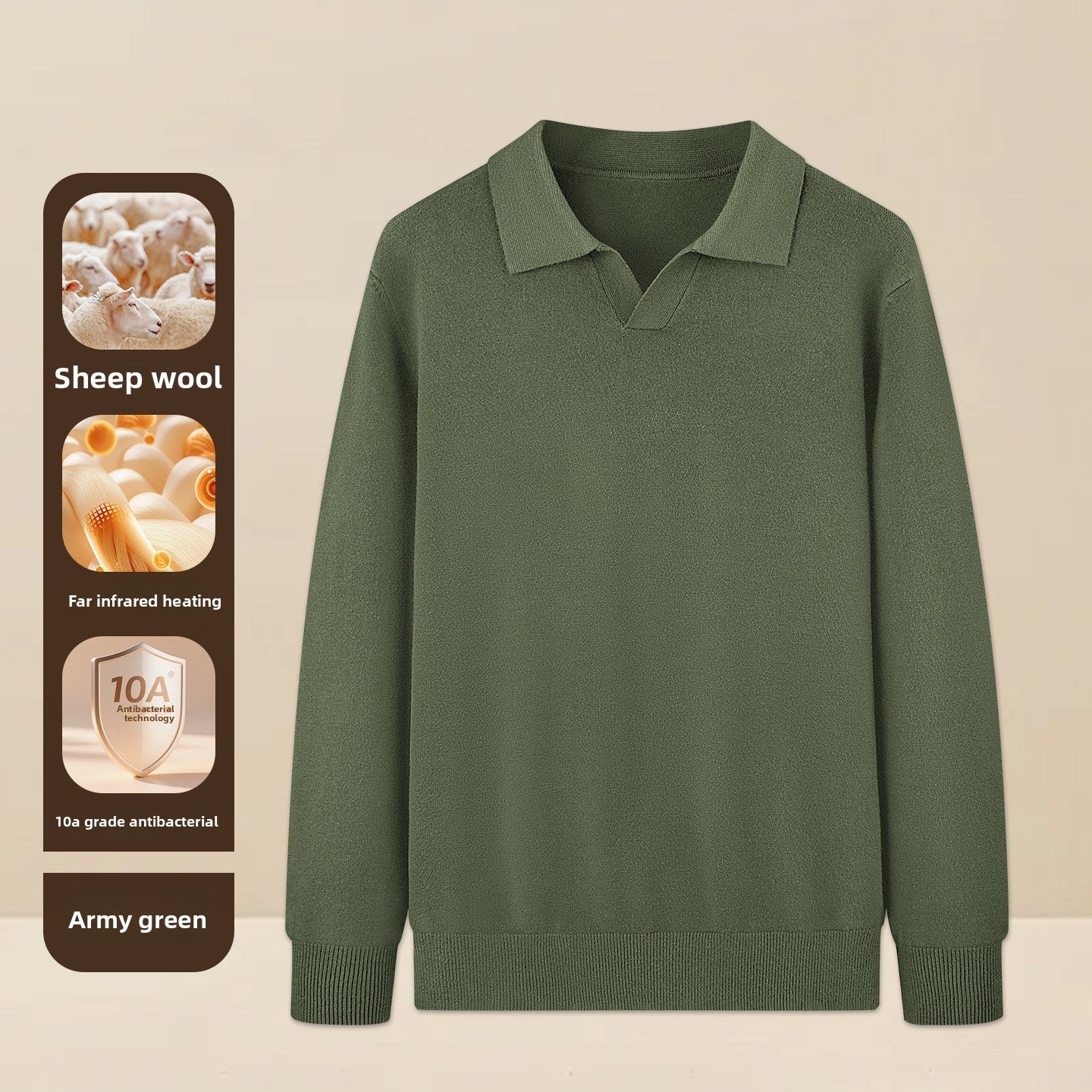 Mens Seagull Collar Knit Sweater