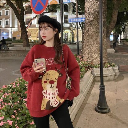 Elk Pattern Womens Sweater