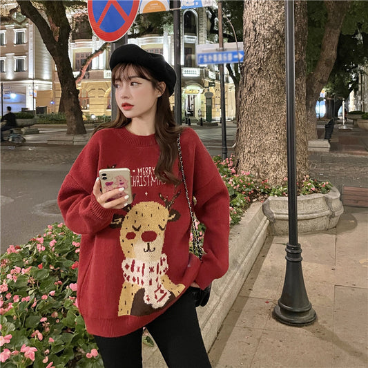 Elk Pattern Womens Sweater