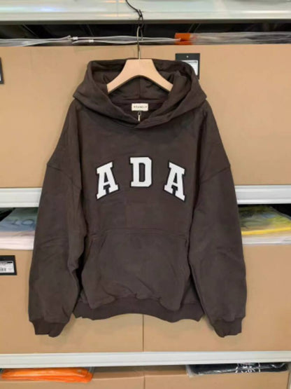 Letter Print Fleece Lined Hooded Sweatshirt
