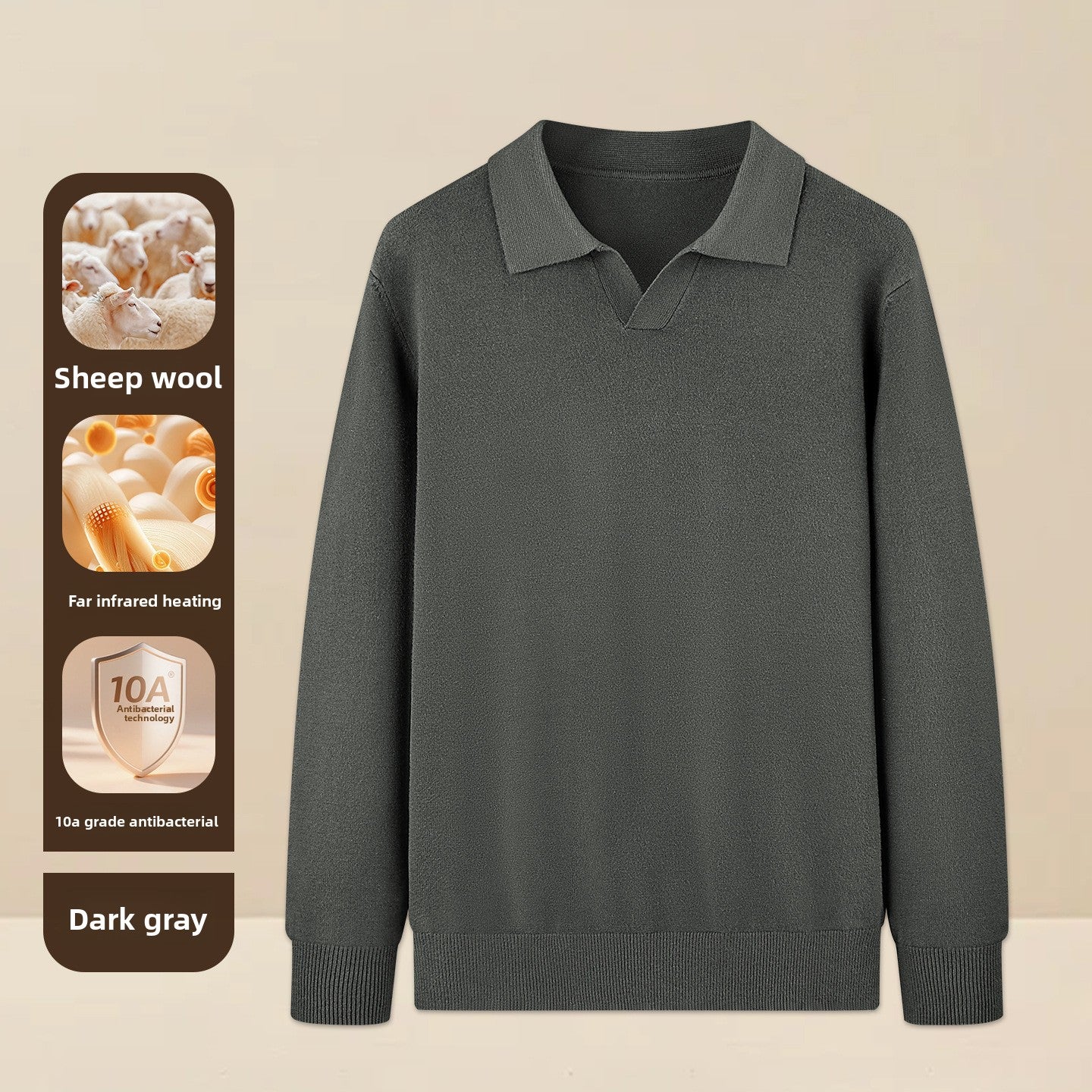 Mens Seagull Collar Knit Sweater