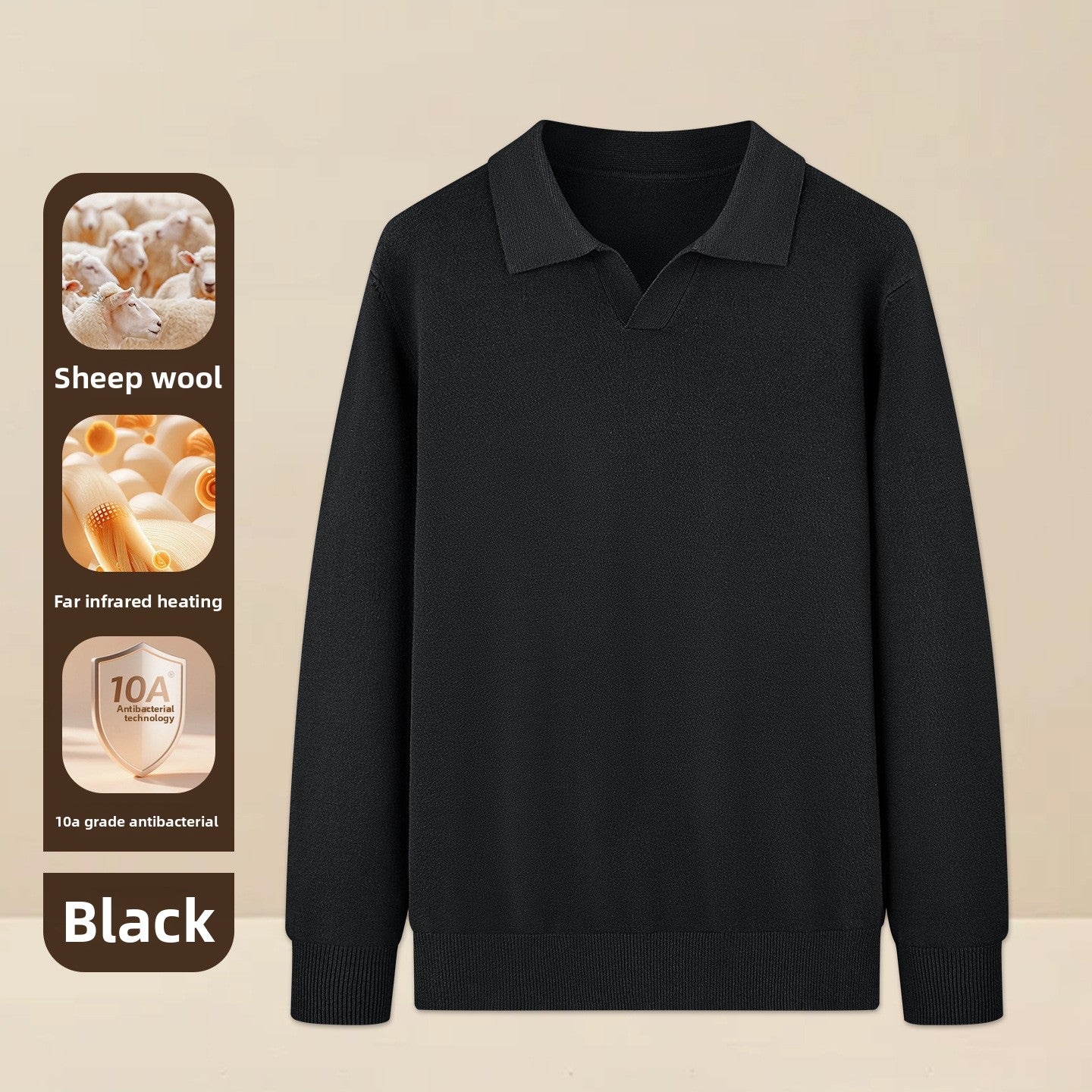 Mens Seagull Collar Knit Sweater