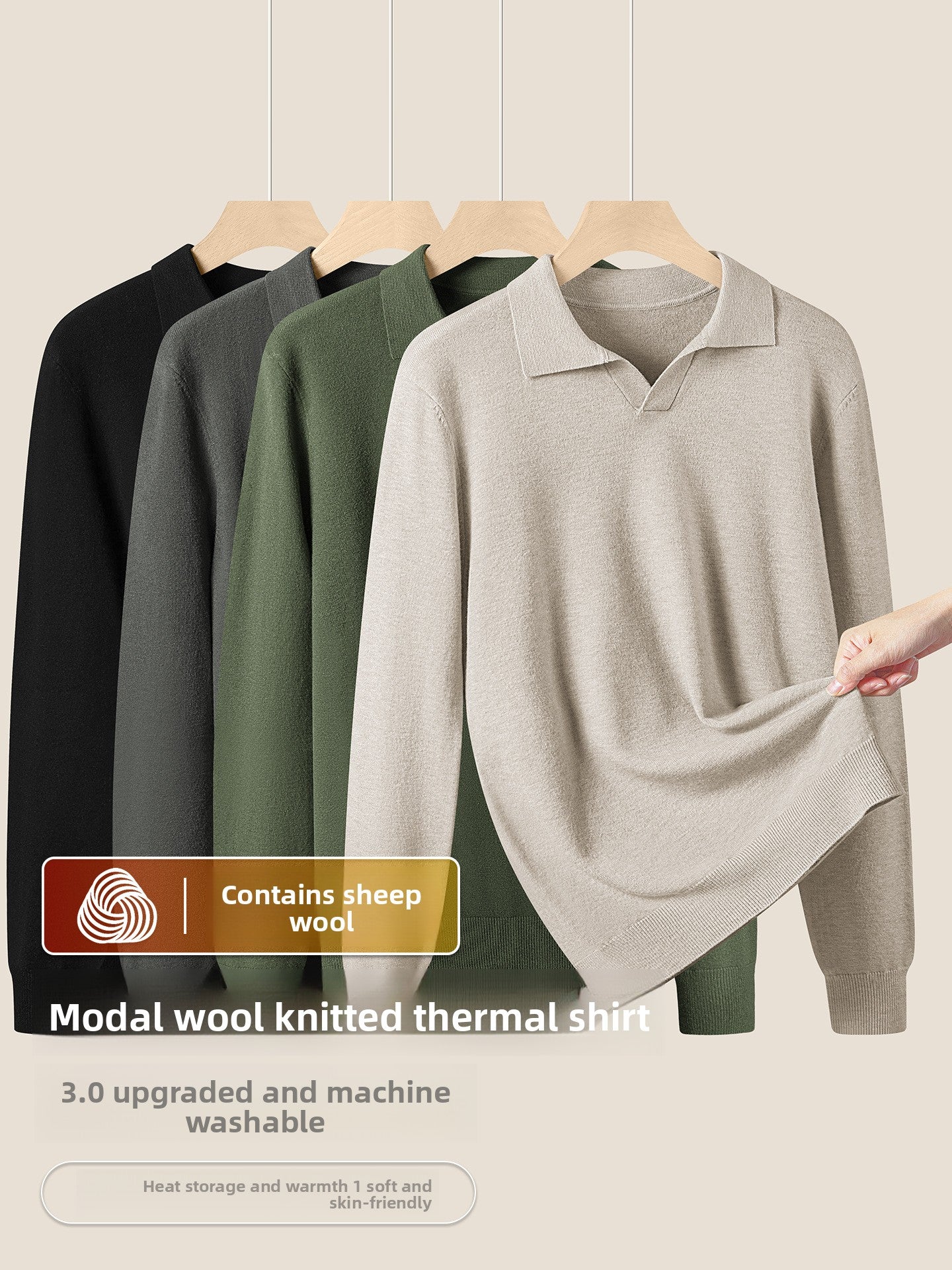 Mens Seagull Collar Knit Sweater