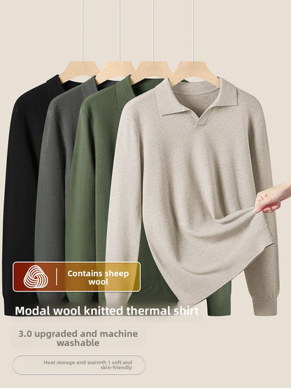 Mens Seagull Collar Knit Sweater