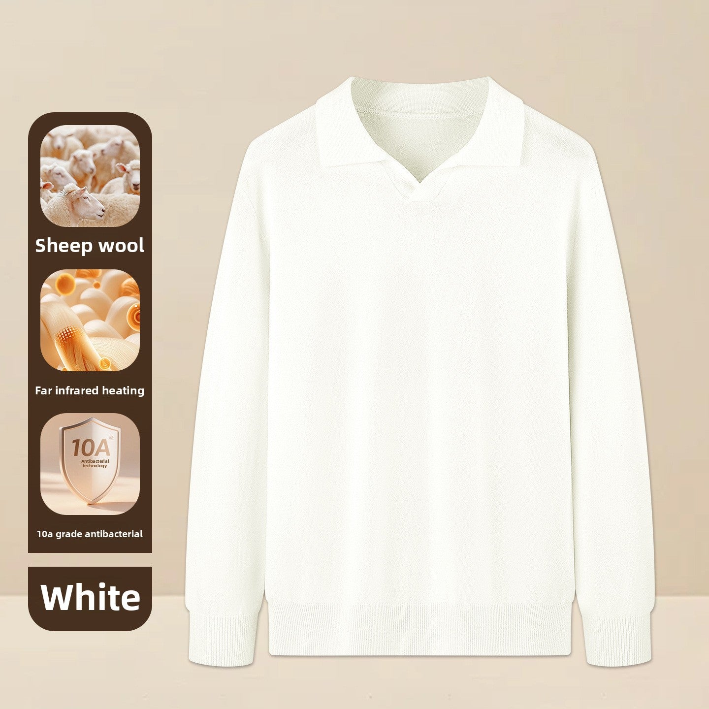 Mens Seagull Collar Knit Sweater